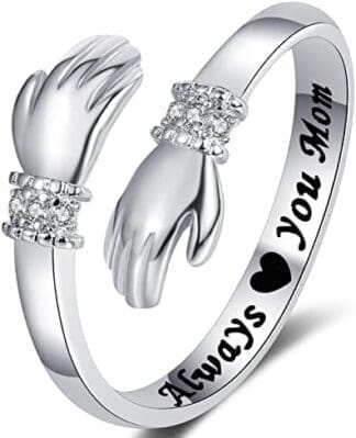 Anillos Mujer Plata De Ley ,Anillo Touscon Circonita Anillo Compromiso Alianzas Boda De Circonita Cúbica Abrazo Anillo,Fashion Love Abran Anillos Anillos Tous Ajustable Para Parejas,Always you mom