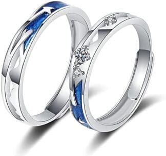 Vxddy Parejas Anillo de Promesa para él y ella Anillos Pareja de Cielo Estrellado Alianza Plata de ley Alianzas Compromiso Casar Casarse Anillo de Bodas Lindos Regalos