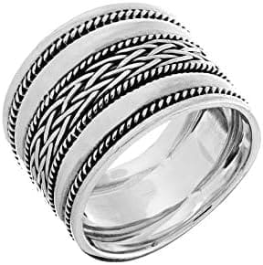 Silverly Anillo Pulgar Barril Cuerda Torcida Trenza Céltica Hombre Mujer Plata de Ley Esterlina .925
