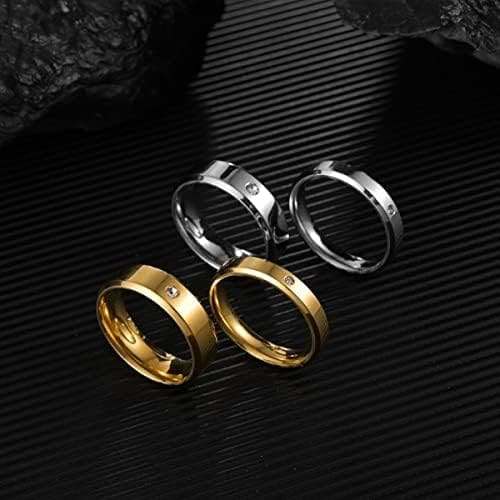 YAHOYA 6mm Oro cúbico Zirconia Acero Inoxidable Hombres y Mujeres Anillos Novia Compromiso de Boda Joyería de Moda Letras Personalizadas Regalo - Imagen 4