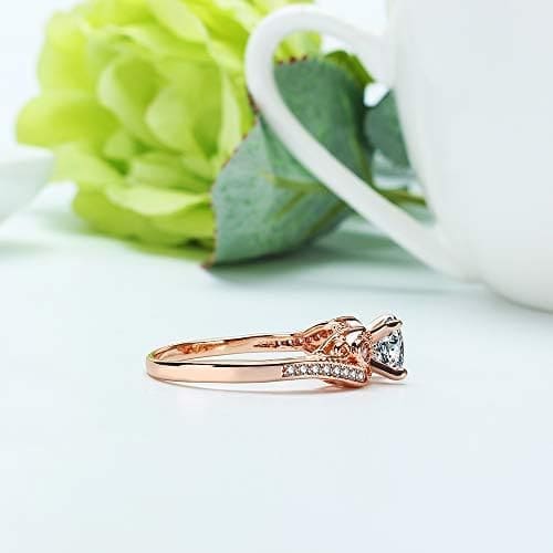 YAZILIND Oro Rosa Plateado Cubic Zirconia Anillo de Banda de Compromiso de Boda Mujeres Regalo de la Joyería - Imagen 3