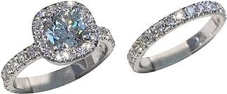 Anillo Oro Mujer Juego de 2 Anillos de Diamantes completos for Mujer, Exquisita joyería de Boda de Compromiso de Diamantes Cuadrados apilables (Color : Silver, Size : 9)