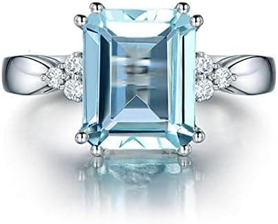 HCMA Anillos de Piedras Preciosas de topacio Azul para Mujer, Anillo de Plata, Compromiso de Boda romántico, joyería Fina, Regalo de Fiesta - Imagen 2
