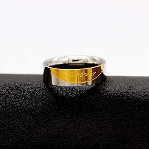 Uloveido Titanio Acero Inoxidable Oro Love Forever Anillo 6mm Hombres y 4mm Mujeres Alianzas de Boda CR058 - Imagen 3