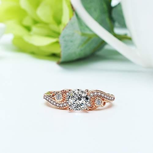 YAZILIND Oro Rosa Plateado Cubic Zirconia Anillo de Banda de Compromiso de Boda Mujeres Regalo de la Joyería - Imagen 2