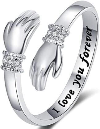 Anillos Mujer Plata De Ley ,Anillo Touscon Circonita Anillo Compromiso Alianzas Boda De Circonita Cúbica Abrazo Anillo,Fashion Love Abran Anillos Anillos Tous Ajustable Para Parejas,I love you forever