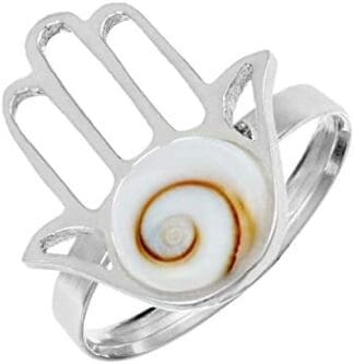 81stgeneration Mano de Fátima Ojo de Shiva 2.4 mm Anillo Ajustable de Mujer en Plata de Ley .925
