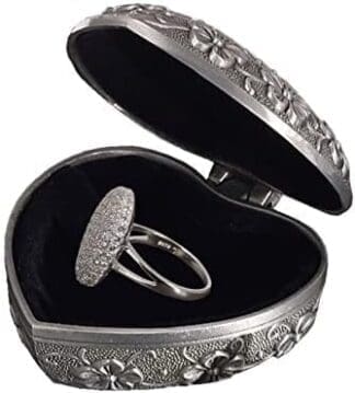 Anillo de boda de plata de ley 925 auténtica Twilight Bella Swan, anillo de micro pavé de circón con una caja de corazón de joyería, anillo de compromiso Breaking Dawn Bella Swan