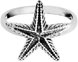 81stgeneration Anillo Texturado Detallado Estrella de Mar Mujer Plata de Ley Esterlina .925