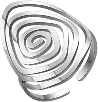 TEAMER Anillo Laberinto Irregular Acero inoxidable ajustable geométrica espiral abierta anillos de dedo exagerada joyería punk para las mujeres niñas