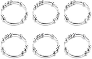 KALVICA 6 Piezas Anillos Ansiedad para Mujer Niñas Anillo Antiestres Giratorio con Cuentas Spinner Fidget Anillos Acero Inoxidable Joyeria Mujer Tamaños 7-27