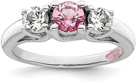 Anillo de cóctel de plata de ley con topacio de Swarovski transparente y rosa