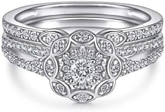 Banemi Anillos Mujer Tous, Plata Anillos de Forma Redonda Zirconia Cúbica Ronda Anillo de Pareja de Regalo Talla 12