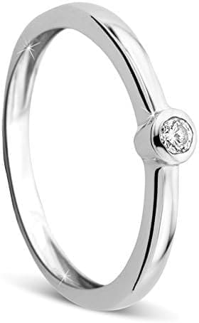 Orovi Anillo de compromiso para mujer, anillo solitario de diamante de 9 quilates (375) con diamantes de 0,07 quilates
