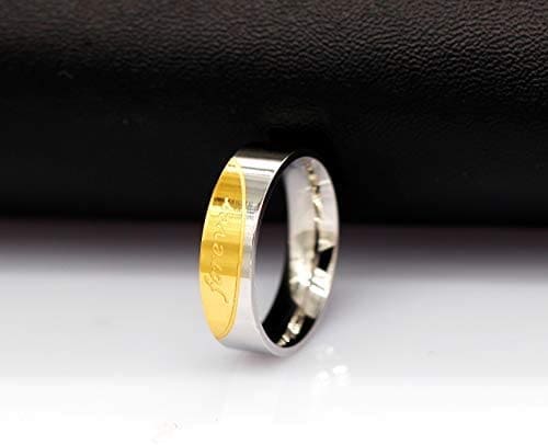 Uloveido Titanio Acero Inoxidable Oro Love Forever Anillo 6mm Hombres y 4mm Mujeres Alianzas de Boda CR058 - Imagen 5