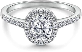 KnSam Mujer Anillo, Corola Plata Circón Anillo De Bodas Oro Blanco