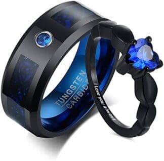 VNOX Anillos de Pareja Personalizados, Juego de Anillos de Promesa de Compromiso a Juego Personalizado para Parejas, Aniversario Boda Día de San Valentín Regalo para Hombres Mujeres