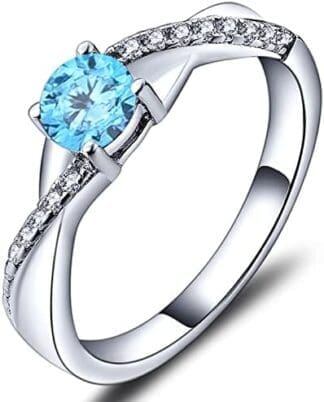 YL Anillo de Compromiso Plata de Ley 925 con 12 Piedras de Nacimiento de Circonita Solitario Infinito Anillo de Boda para Mujer Novia