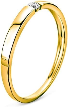 Miore Anillo de compromiso de oro amarillo 585/1000 de 14 quilates con diamante de corte brillante, 0,05 quilates - Imagen 2