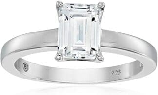 Amazon Collection Anillo solitario de plata de ley con forma elegante hecho con circonitas de Infinite Elements