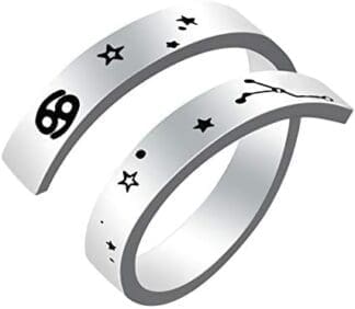 Anillo del Zodiaco para Mujeres y Hombres,Kucheed Grabado de Acero Inoxidable,Moda Tamaño de Constelación Anillos Abiertos Ajustables,Horóscopo,Astrología,Declaración,Joyería,Regalo de Cumpleaños