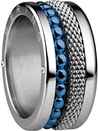 BERING Anillos combinados intercambiables para mujer en plata y azul con el exclusivo sistema Twist & Change, Mississippi
