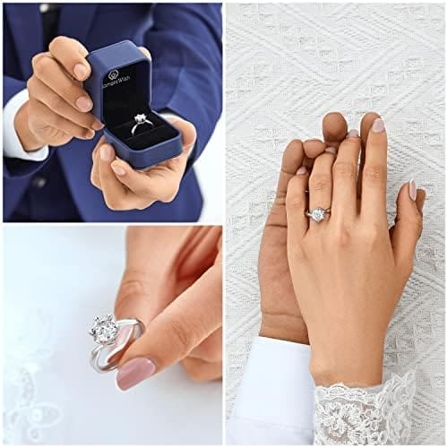 MomentWish Anillo Compromiso Mujer, Moissanita Diamante Anillos Mujer,con Certificato Gra,Alianza Solitario Plata de Ley 925,Regalo Aniversario Pareja - Imagen 2