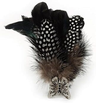 Avalaya Negro / Blanco Pluma Mariposa Oversize Stretch Anillo/Plateado Tonalidad Regulable/14 cm L Metal, Metal