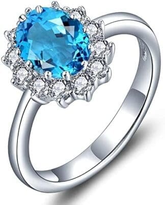 YL Anillo de Compromiso 925 Plata de Ley Anillo de Oval Circonita 5A para Mujeres
