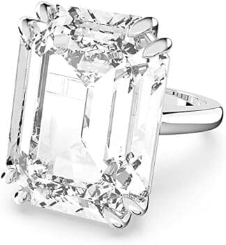 Swarovski Anillo de cóctel Mesmera, Talla octogonal, Blanco, Baño de rodio