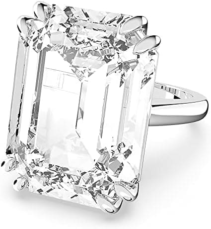 Swarovski Anillo de cóctel Mesmera, Talla octogonal, Blanco, Baño de rodio