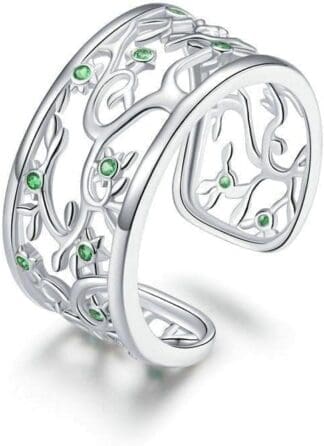 Anillos de mujer en plata de ley formado por hojas y circonitas. Anillo plata mujer con acabado plateado o dorado. Joyería mujer ideal para parejas, regalo para madres, amigas... Anillos para parejas