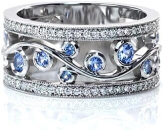 Anillo Oro Mujer Anillo de Compromiso de Diamantes Completo, Anillo de Diamantes, decoración artística, Anillo de Bodas de Lujo Nupcial, Regalo de joyería para (Size : 7)