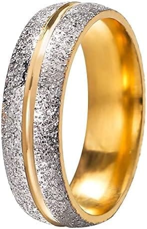 NUNCAD Anillo de Pareja de Acero Inoxidable para Hombres y Mujeres con/sin Circonitas, Anillos de Oro Pulidos con Chorro de Arena, Anillo de Bodas/Compromiso/Aniversario Talla 11.75-24.5
