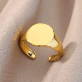 OIDIO Anillos de Pilar de Color Dorado para Mujer, Anillo de Acero Inoxidable Ajustable Abierto, joyería de Boda para Parejas