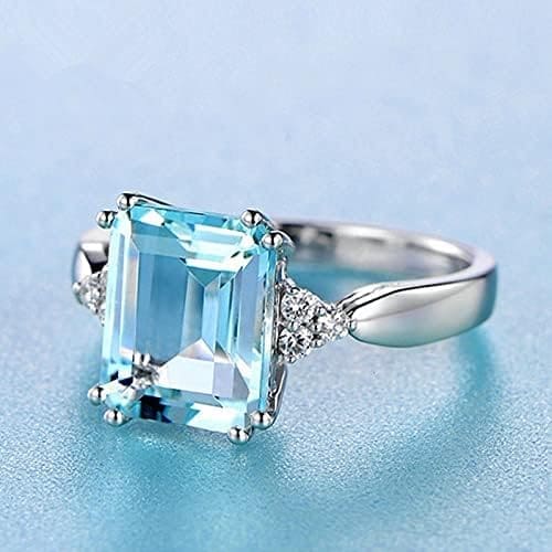 HCMA Anillos de Piedras Preciosas de topacio Azul para Mujer, Anillo de Plata, Compromiso de Boda romántico, joyería Fina, Regalo de Fiesta - Imagen 6
