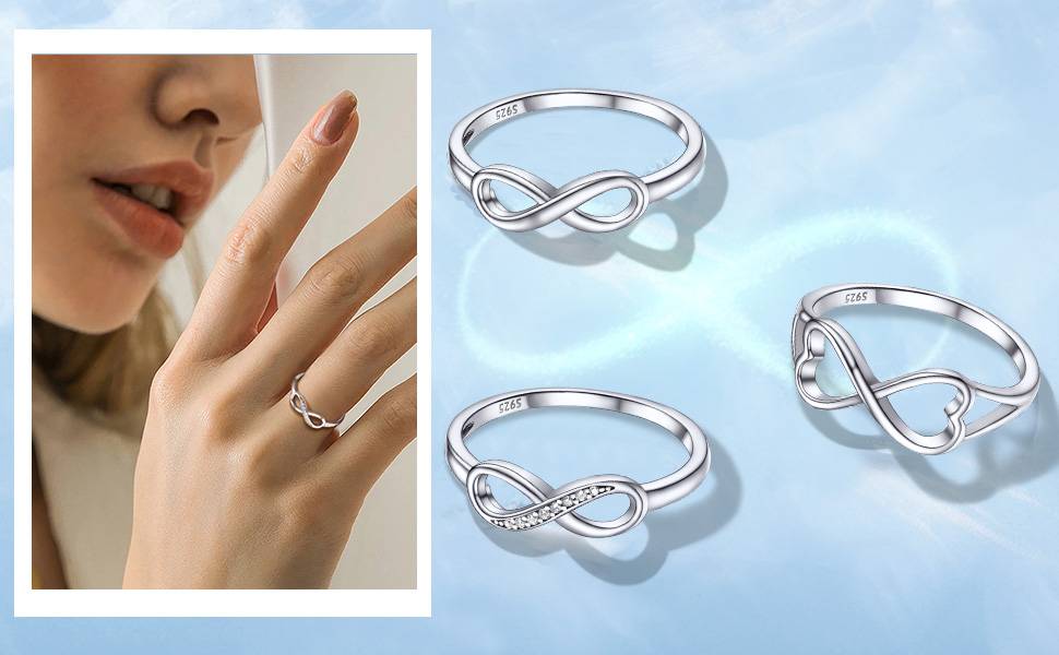 Anillo infinito de plata de ley 925 para mujer