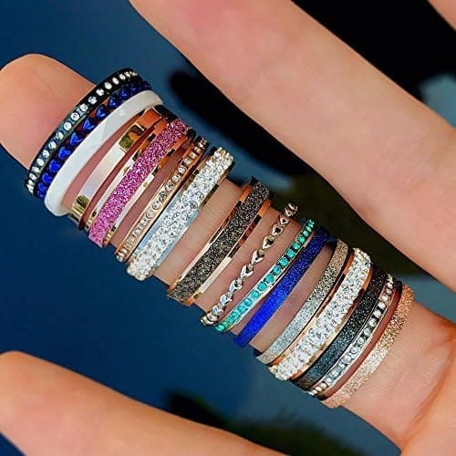 Quiges Diapositiva de apilamiento – acero inoxidable en anillo 4 mm Altura cerámica negro (Differen Anillo tamaños) - Imagen 4