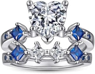 Banemi Anillo Infinito Mujer, Tous Anillo Plata de Zirconia Cúbica Corazón Anillo Pareja Talla 9,5