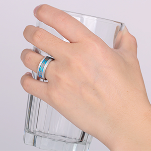 Anillos de boda Galani, color azul y plateado, con nudo celta, para hombre y mujer, con ópalo sintético 