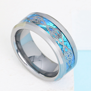 Anillos de boda Galani, color azul y plateado, con nudo celta, para hombre y mujer, con ópalo sintético 