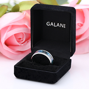 Anillos de boda Galani, color azul y plateado, con nudo celta, para hombre y mujer, con ópalo sintético 