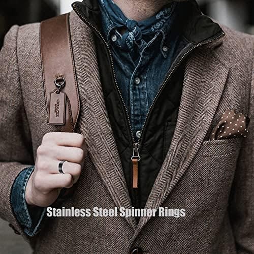 VELESAY 16Piezas Acero Inoxidable Anillos Hombre Plata Negro Anillo Vintage Cadena Anillos Conjunto Compromiso Promesa Boda Anillo Antiestres Hombre Anillo Unisex para Hombre Mujer Giratorio Anillo - Imagen 2