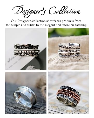 energy stone sterling silver meditation spinner rings