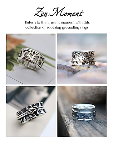 energy stone sterling silver meditation spinner rings