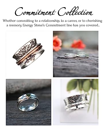 energy stone sterling silver meditation spinner rings