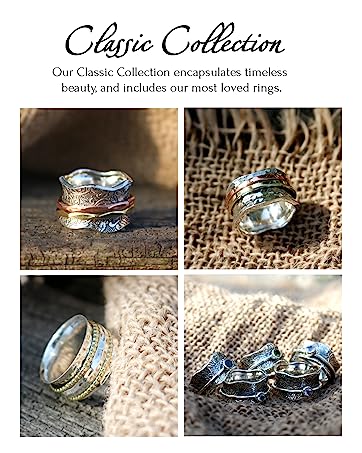 energy stone sterling silver meditation spinner rings