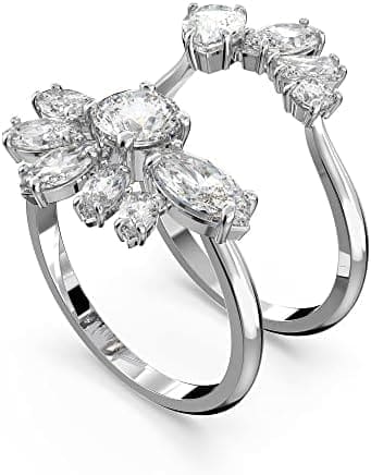 Swarovski Anillo de cóctel Gema, Flor, Blanco, Baño de rodio - Imagen 2