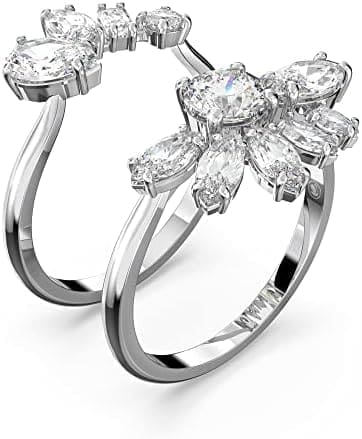 Swarovski Anillo de cóctel Gema, Flor, Blanco, Baño de rodio - Imagen 3
