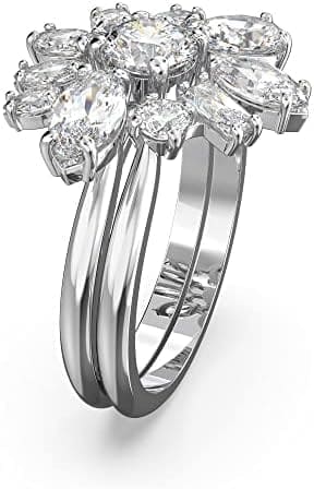 Swarovski Anillo de cóctel Gema, Flor, Blanco, Baño de rodio - Imagen 4